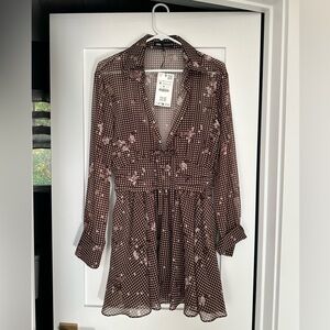 Zara Brown and Pink Floral Dress